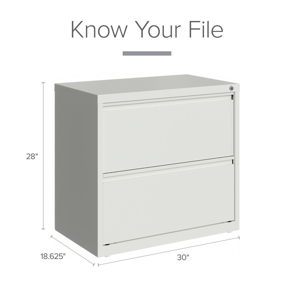 Hirsh 30 inch Wide 2 Drawer Metal Lateral File Cabinet, White. Picture 8