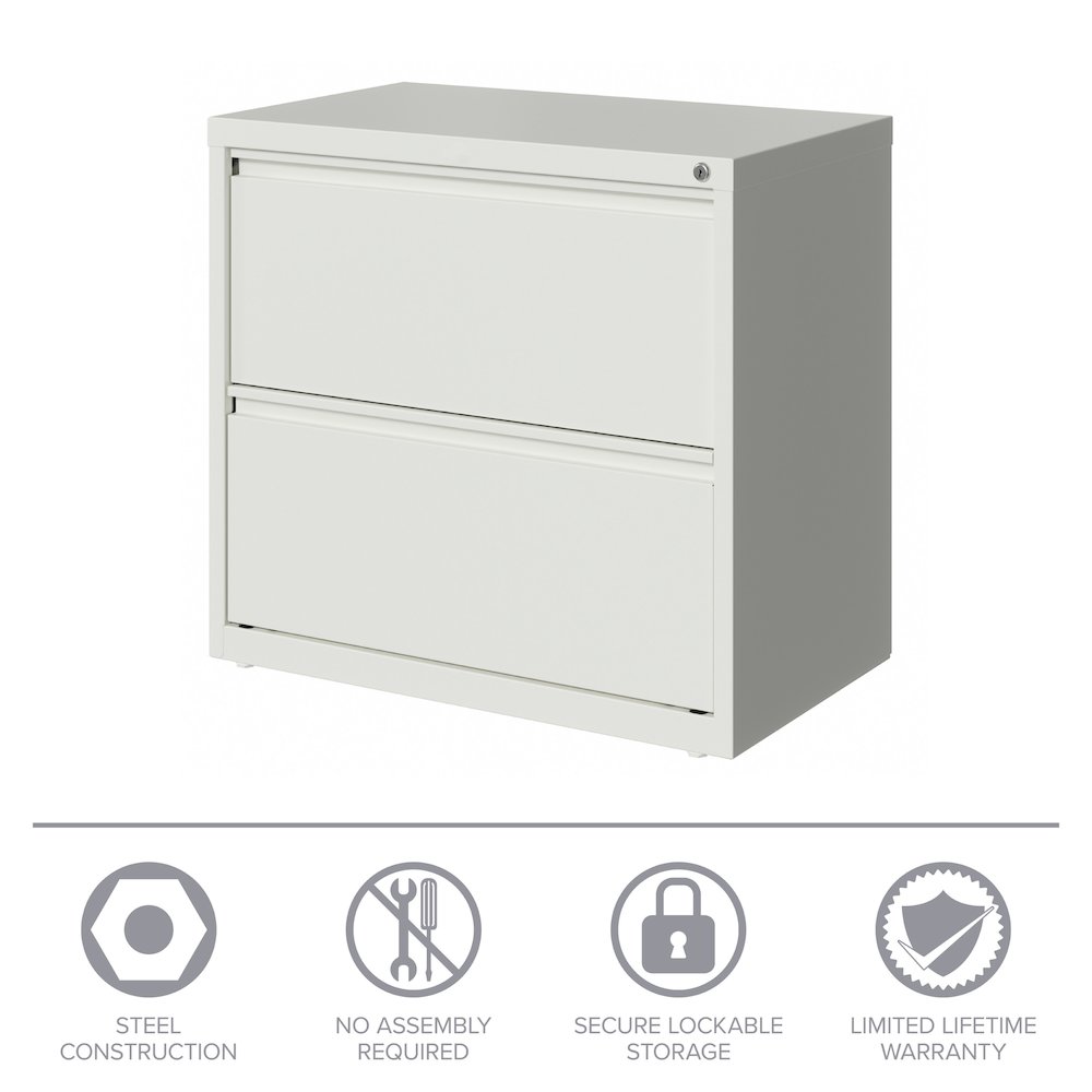 Hirsh 30 inch Wide 2 Drawer Metal Lateral File Cabinet, White. Picture 12