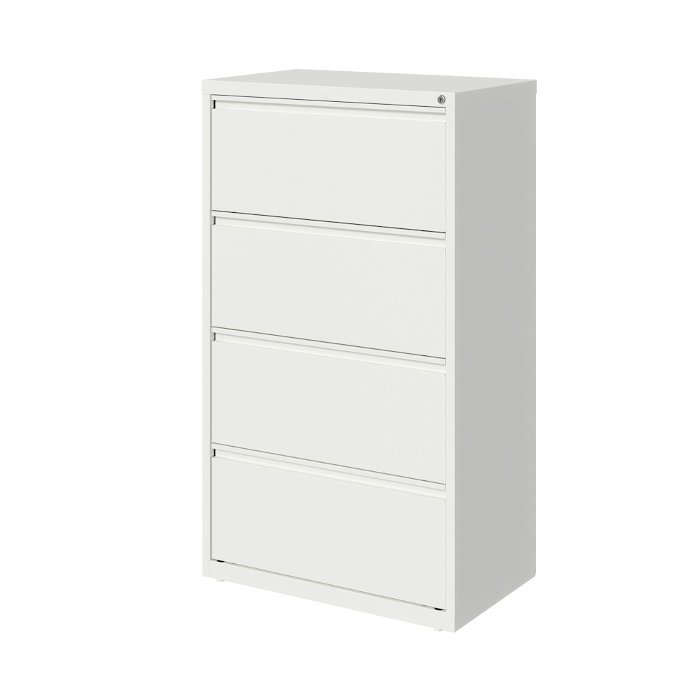Hirsh 30 Inch Wide 4 Drawer Metal Lateral File Cabinet, White. Picture 2