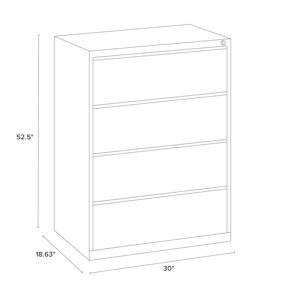 Hirsh 30 Inch Wide 4 Drawer Metal Lateral File Cabinet, White. Picture 4
