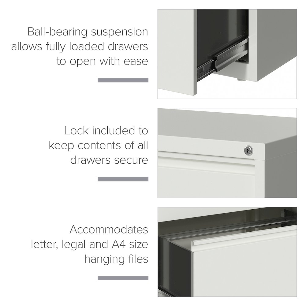Hirsh 30 Inch Wide 4 Drawer Metal Lateral File Cabinet, White. Picture 10