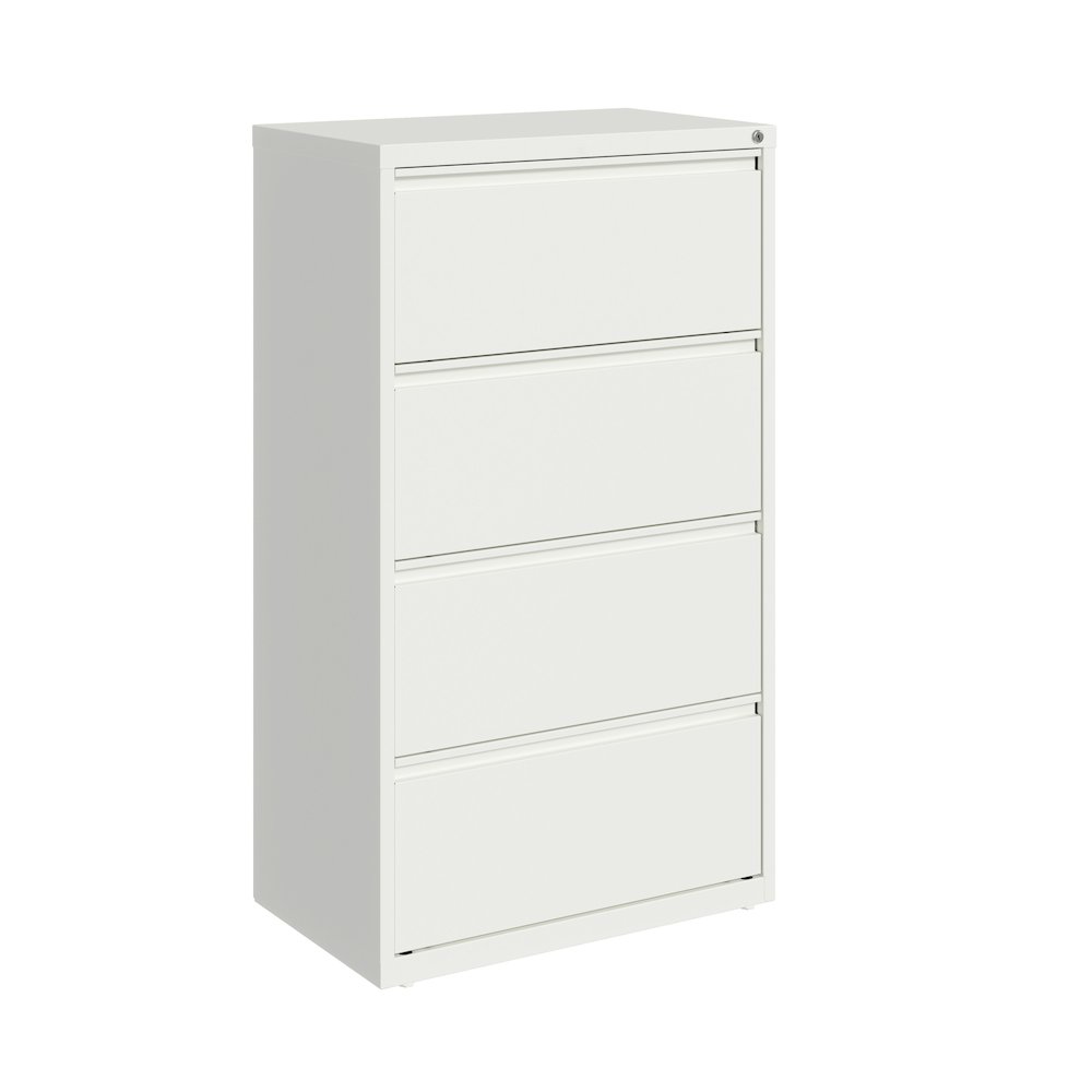 Hirsh 30 Inch Wide 4 Drawer Metal Lateral File Cabinet, White. Picture 15