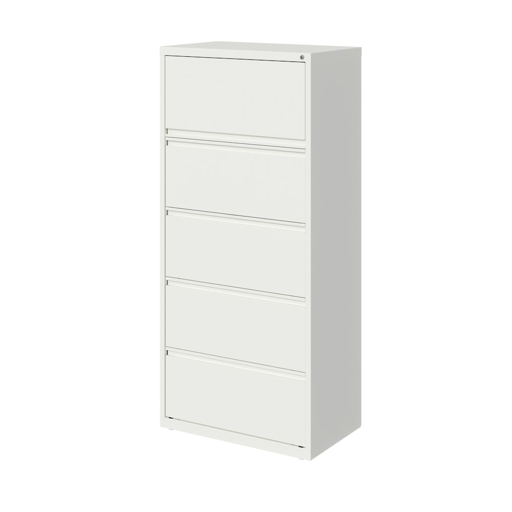 Hirsh 30 inch Wide 5 Drawer Metal Lateral File Cabinet, White. Picture 2