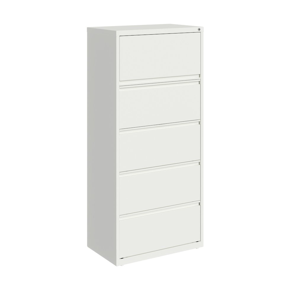 Hirsh 30 inch Wide 5 Drawer Metal Lateral File Cabinet, White. Picture 7