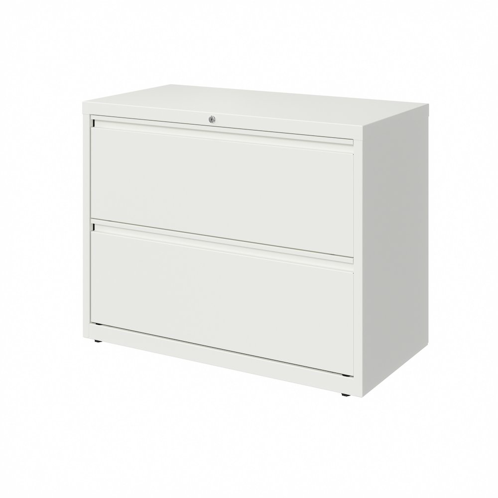 Hirsh 36 Inch Wide 2 Drawer Metal Lateral File Cabinet, White. Picture 2