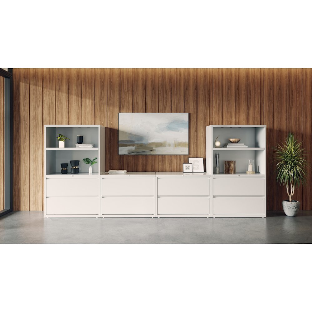 Hirsh 36 Inch Wide 2 Drawer Metal Lateral File Cabinet, White. Picture 4