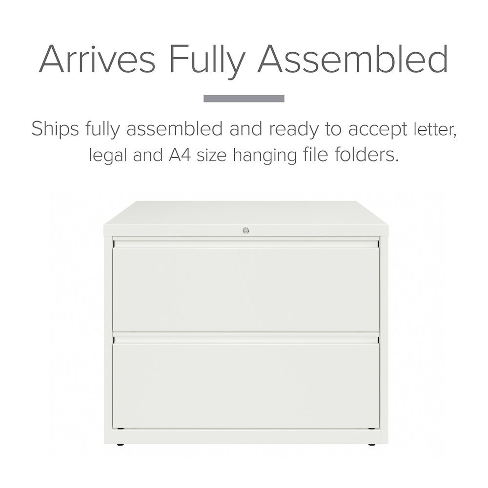 Hirsh 36 Inch Wide 2 Drawer Metal Lateral File Cabinet, White. Picture 5