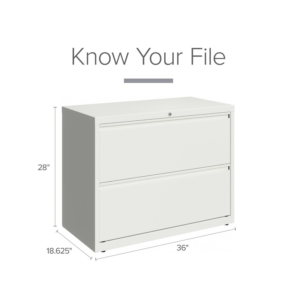 Hirsh 36 Inch Wide 2 Drawer Metal Lateral File Cabinet, White. Picture 10