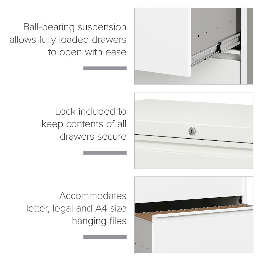 Hirsh 36 Inch Wide 2 Drawer Metal Lateral File Cabinet, White. Picture 8