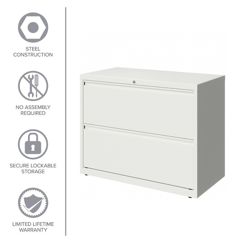 Hirsh 36 Inch Wide 2 Drawer Metal Lateral File Cabinet, White. Picture 12