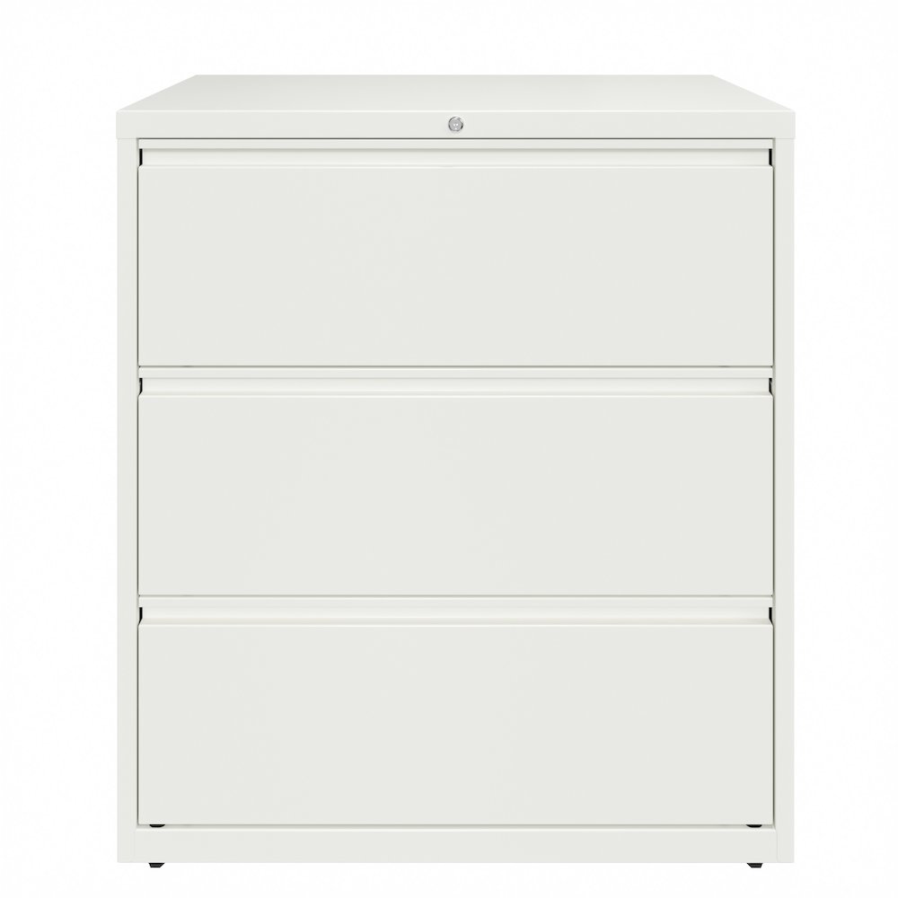 Hirsh 36 Inch Wide 3 Drawer Metal Lateral File Cabinet, White. Picture 1