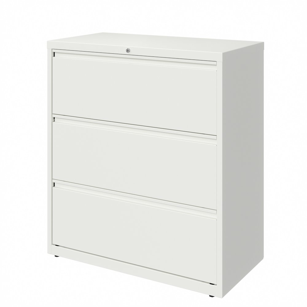 Hirsh 36 Inch Wide 3 Drawer Metal Lateral File Cabinet, White. Picture 4