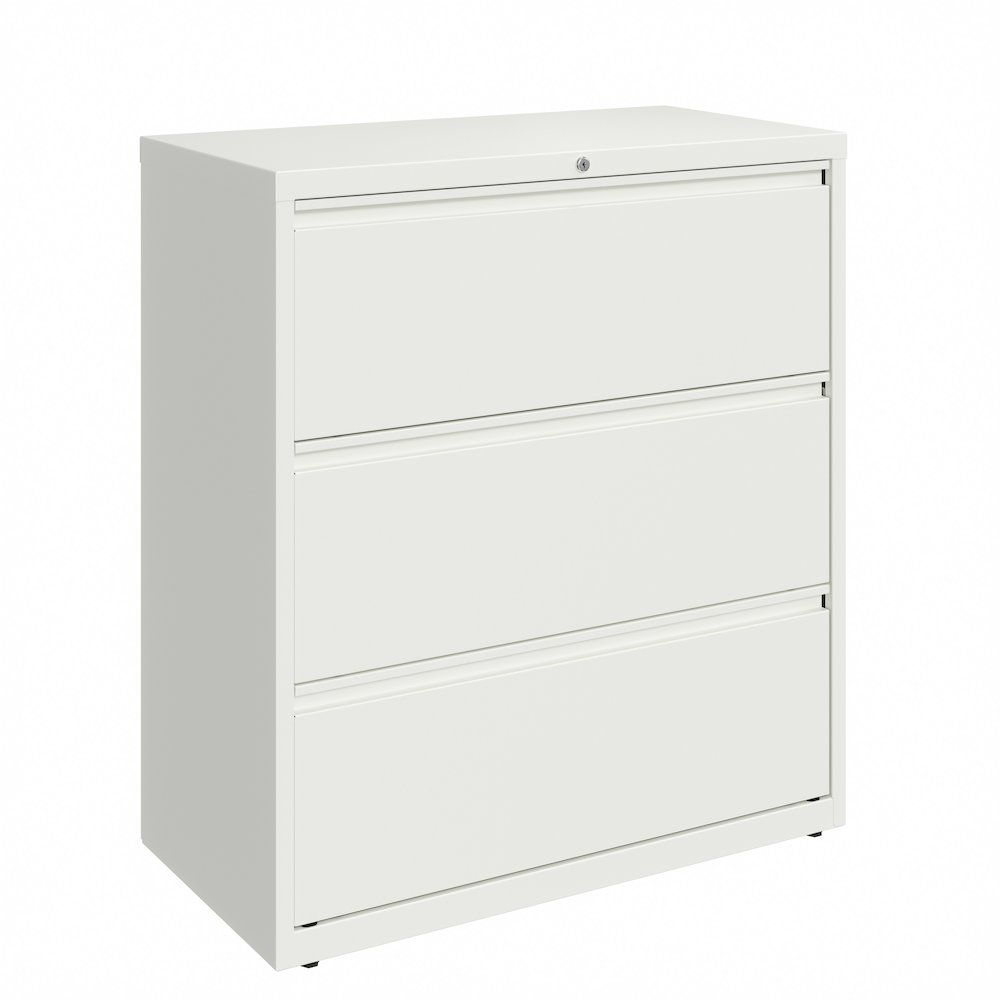 Hirsh 36 Inch Wide 3 Drawer Metal Lateral File Cabinet, White. Picture 15