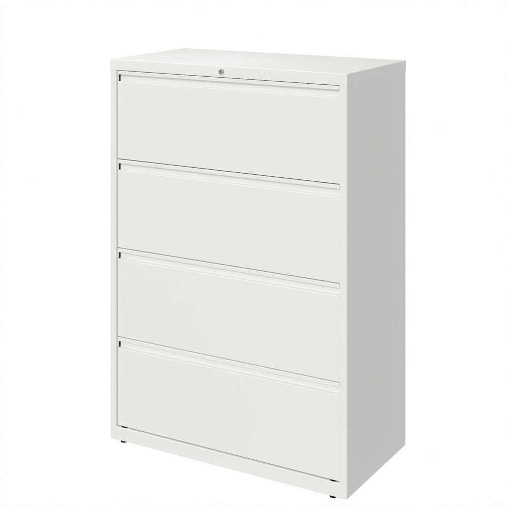 Hirsh 36 Inch Wide 4 Drawer Metal Lateral File Cabinet, White. Picture 1