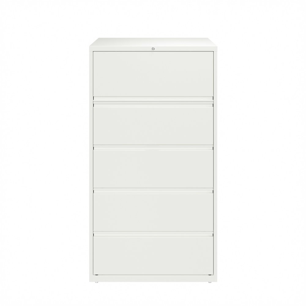 Hirsh 36 Inch Wide 5 Drawer Metal Lateral File Cabinet, White. Picture 1