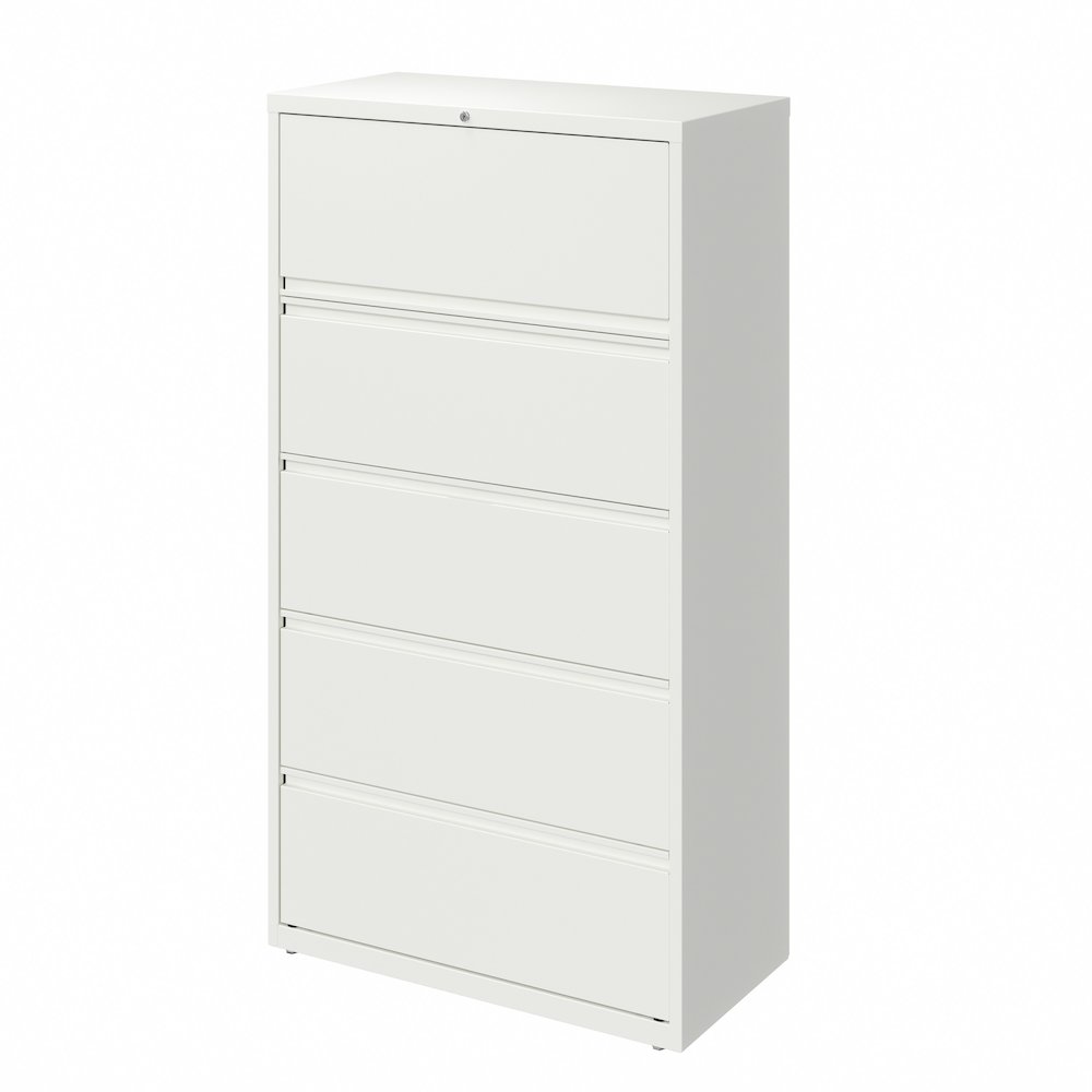 Hirsh 36 Inch Wide 5 Drawer Metal Lateral File Cabinet, White. Picture 2
