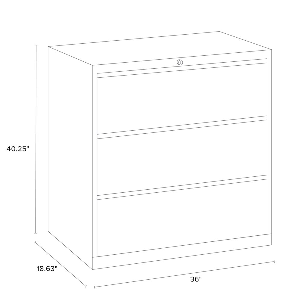 Hirsh 36 Inch Wide 3 Drawer Metal Lateral File Cabinet, Arctic Silver. Picture 3