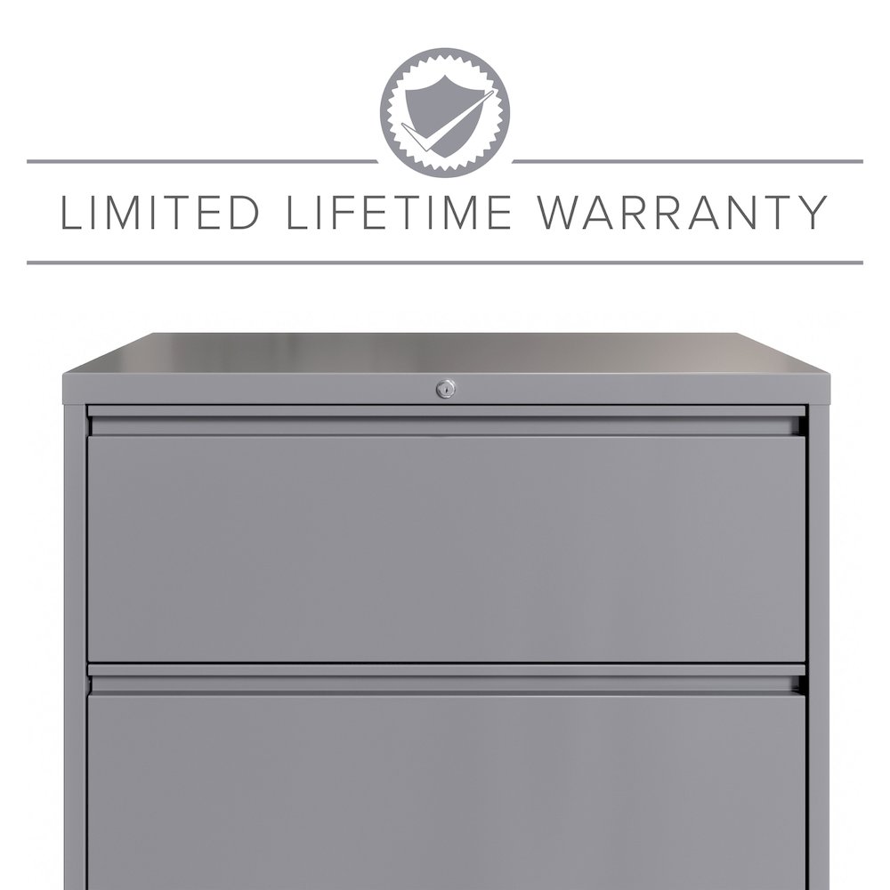Hirsh 36 Inch Wide 3 Drawer Metal Lateral File Cabinet, Arctic Silver. Picture 12