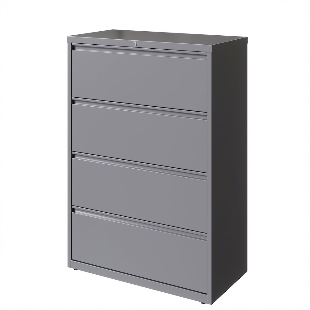 Hirsh 36 Inch Wide 4 Drawer Metal Lateral File Cabinet, Arctic Silver. Picture 2