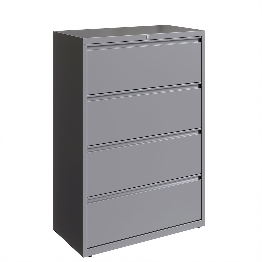 Hirsh 36 Inch Wide 4 Drawer Metal Lateral File Cabinet, Arctic Silver. Picture 6