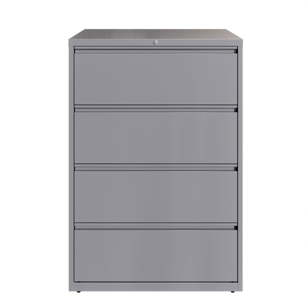 Hirsh 36 Inch Wide 4 Drawer Metal Lateral File Cabinet, Arctic Silver. Picture 3
