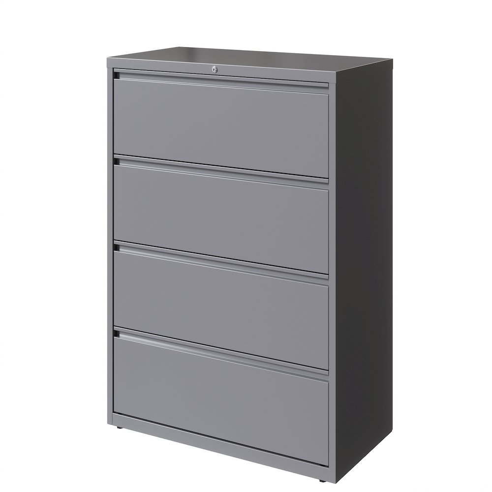 Hirsh 36 Inch Wide 4 Drawer Metal Lateral File Cabinet, Arctic Silver. Picture 5