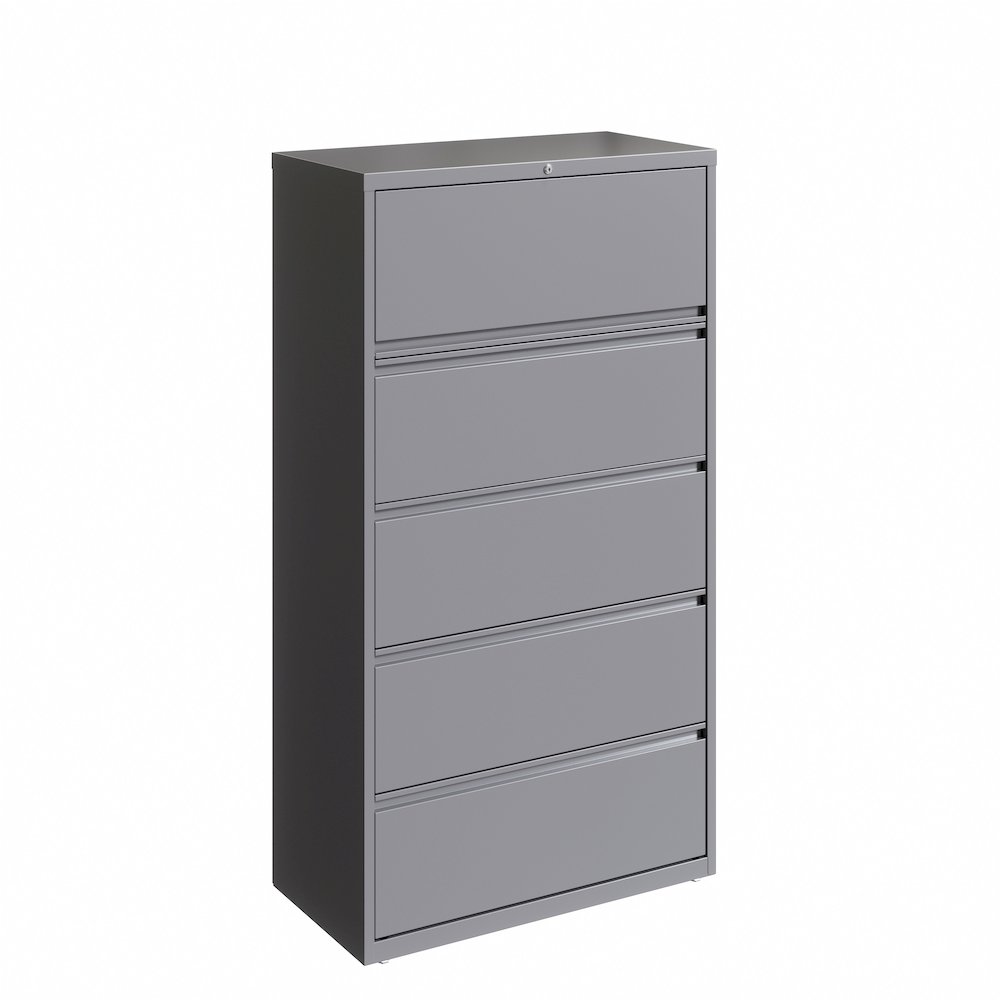 Hirsh 36 Inch Wide 5 Drawer Metal Lateral File Cabinet, Arctic Silver. Picture 6