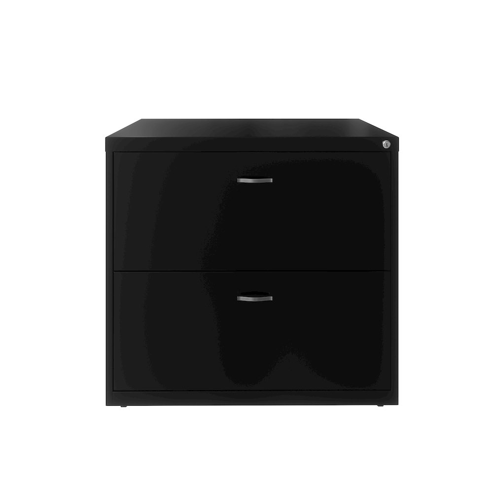Space Solutions 30 inch Wide 2 Drawer Lateral File Cabinet Black. Picture 1