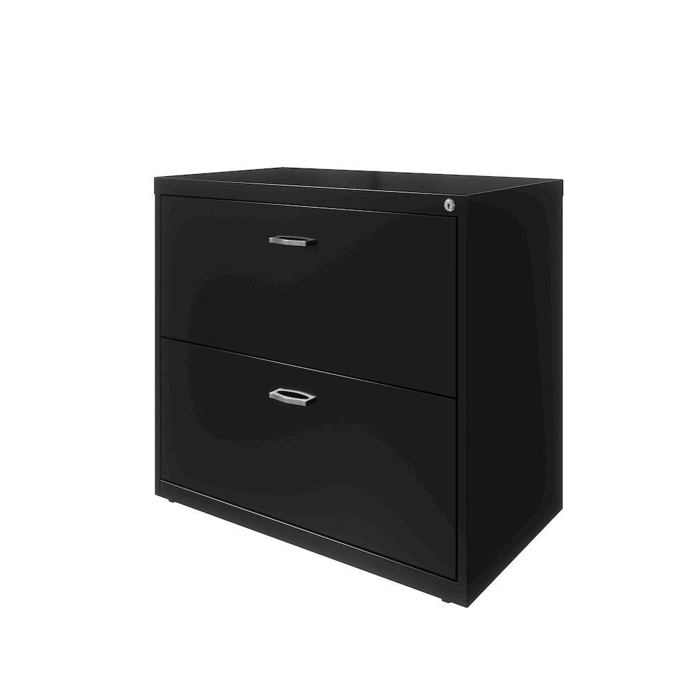 Space Solutions 30 inch Wide 2 Drawer Lateral File Cabinet Black. Picture 2