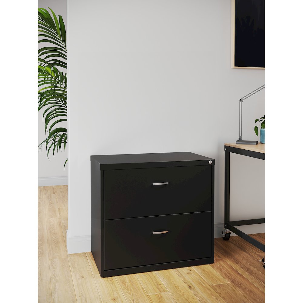 Space Solutions 30 inch Wide 2 Drawer Lateral File Cabinet Black. Picture 7