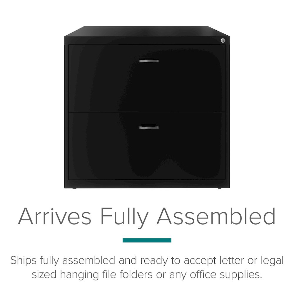 Space Solutions 30 inch Wide 2 Drawer Lateral File Cabinet Black. Picture 8