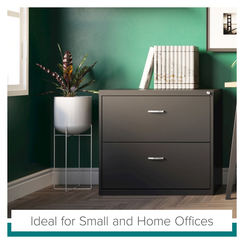 Space Solutions 30 inch Wide 2 Drawer Lateral File Cabinet Black. Picture 9