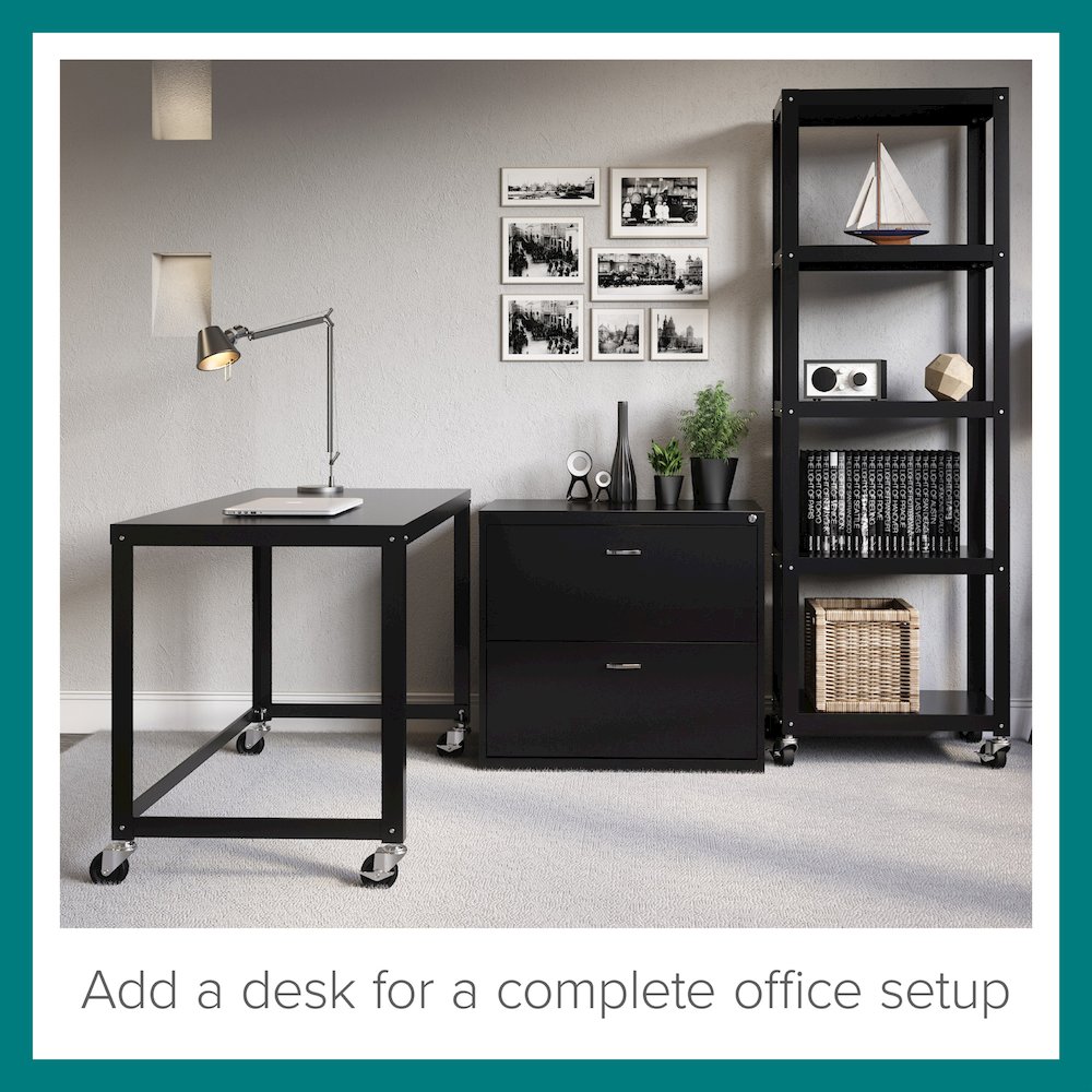 Space Solutions 30 inch Wide 2 Drawer Lateral File Cabinet Black. Picture 10