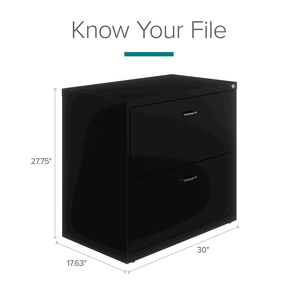 Space Solutions 30 inch Wide 2 Drawer Lateral File Cabinet Black. Picture 5