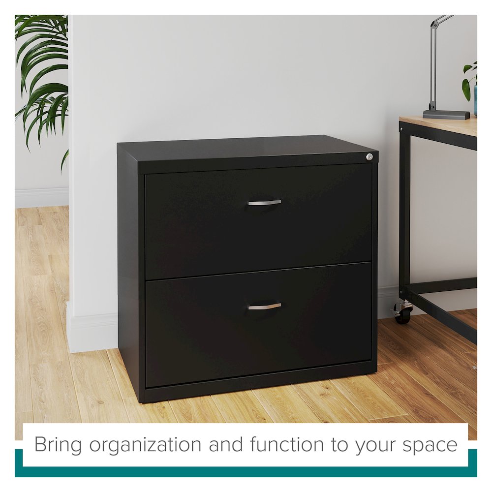 Space Solutions 30 inch Wide 2 Drawer Lateral File Cabinet Black. Picture 13