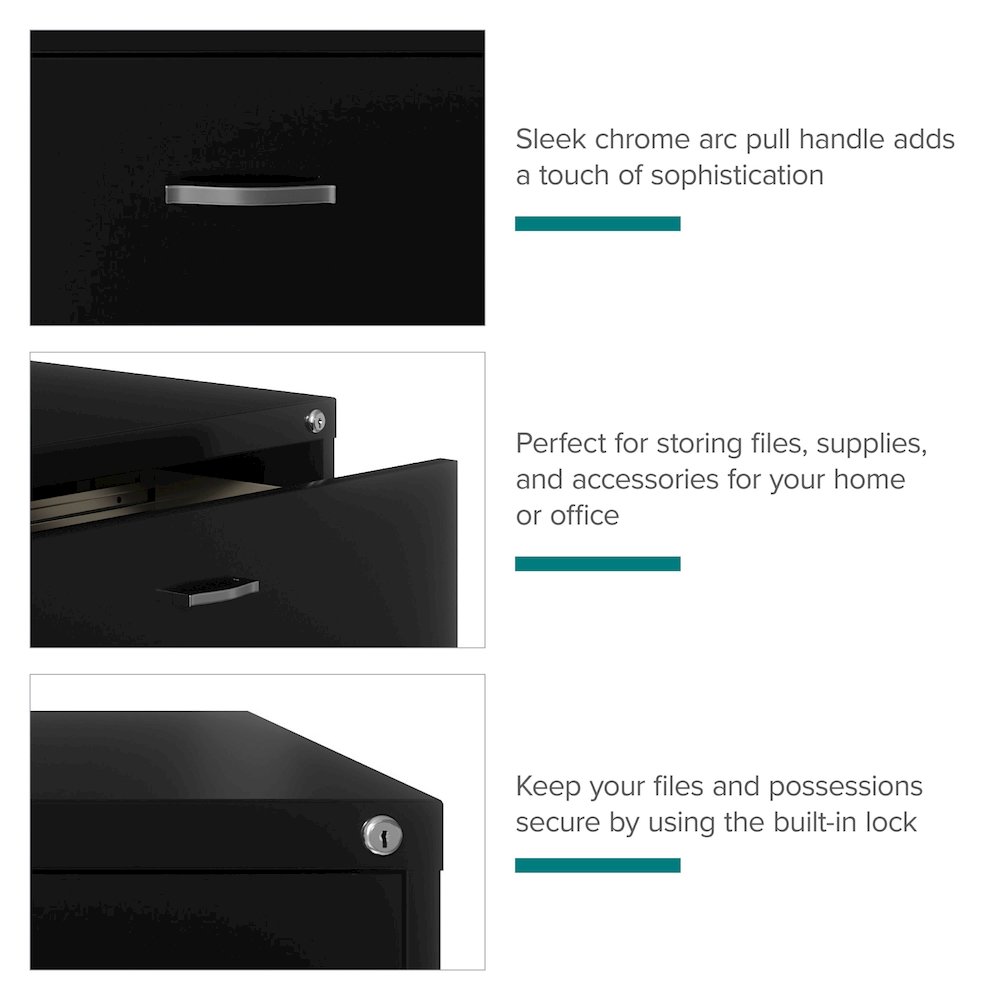 Space Solutions 30 inch Wide 2 Drawer Lateral File Cabinet Black. Picture 14