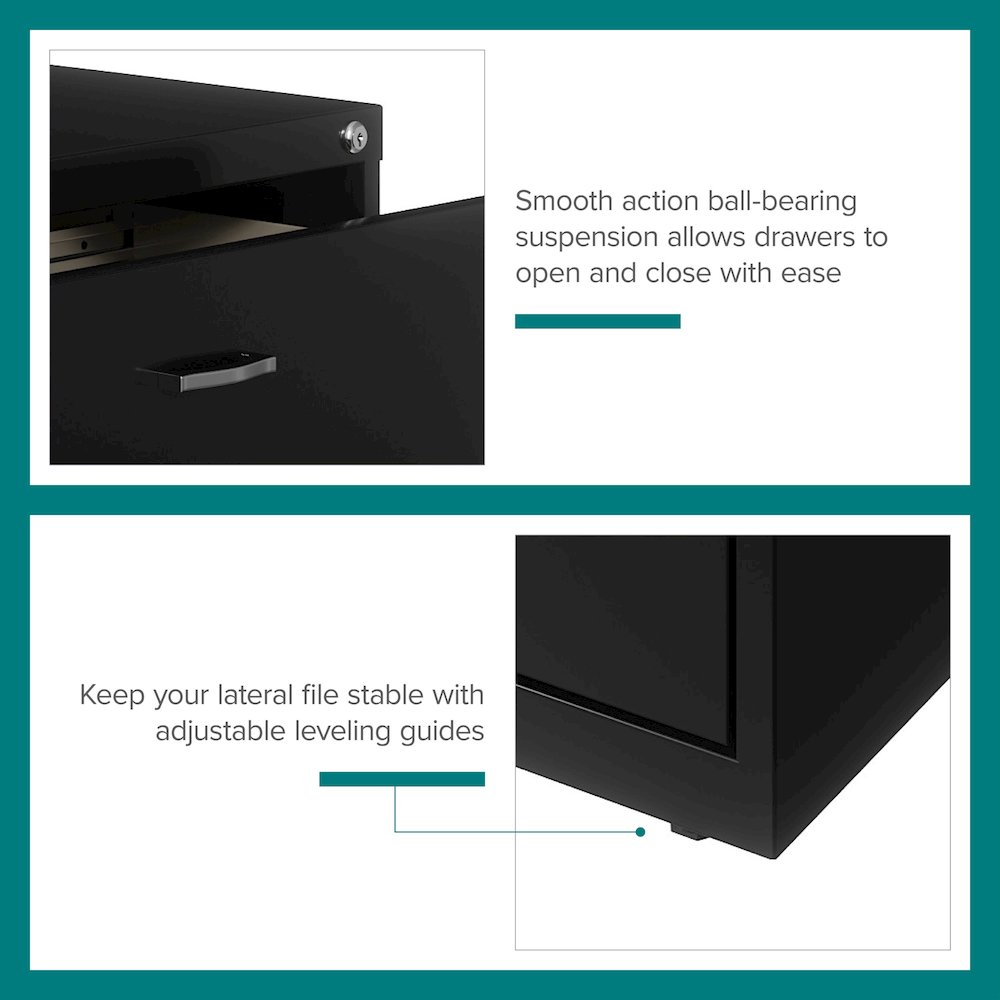 Space Solutions 30 inch Wide 2 Drawer Lateral File Cabinet Black. Picture 15