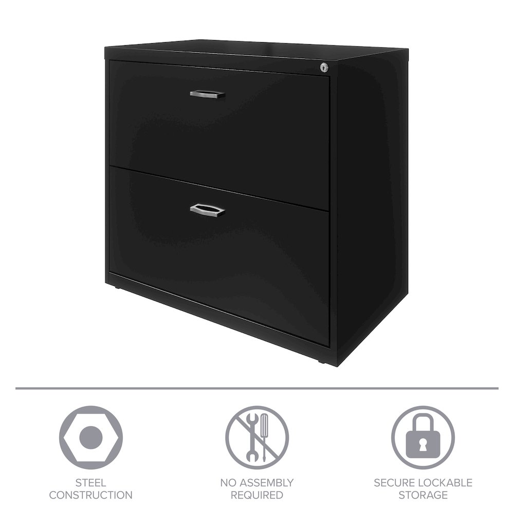 Space Solutions 30 inch Wide 2 Drawer Lateral File Cabinet Black. Picture 16