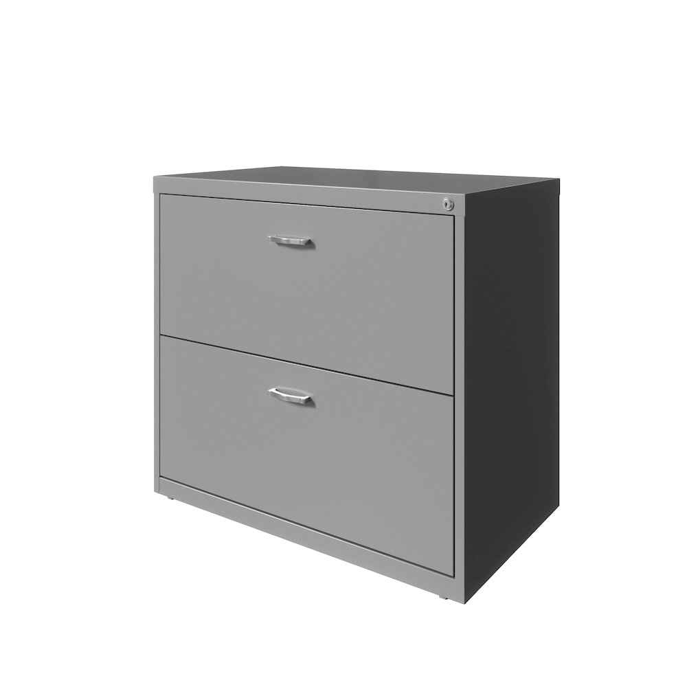 Space Solutions 30 inch Wide 2 Drawer Lateral File Cabinet Arctic Silver. Picture 2
