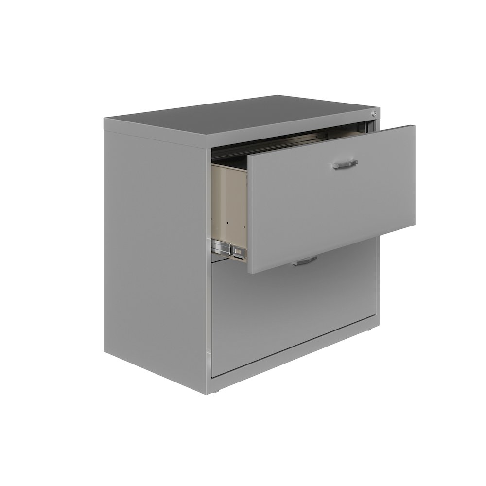 Space Solutions 30 inch Wide 2 Drawer Lateral File Cabinet Arctic Silver. Picture 3