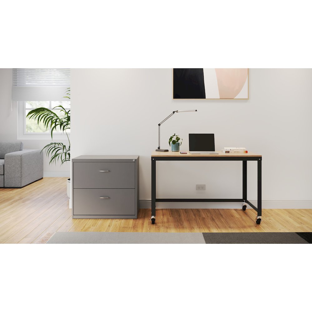 Space Solutions 30 inch Wide 2 Drawer Lateral File Cabinet Arctic Silver. Picture 6