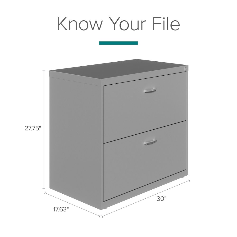 Space Solutions 30 inch Wide 2 Drawer Lateral File Cabinet Arctic Silver. Picture 9