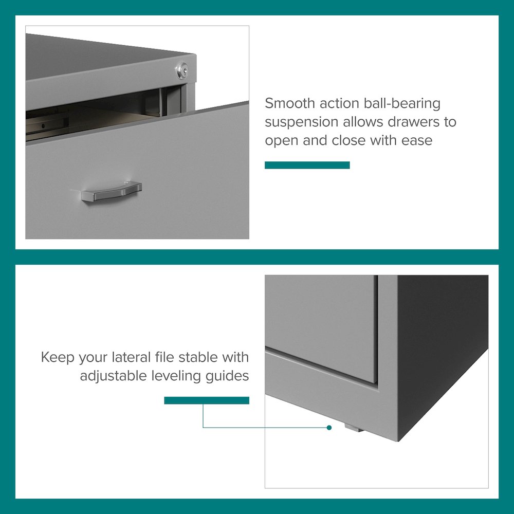 Space Solutions 30 inch Wide 2 Drawer Lateral File Cabinet Arctic Silver. Picture 14