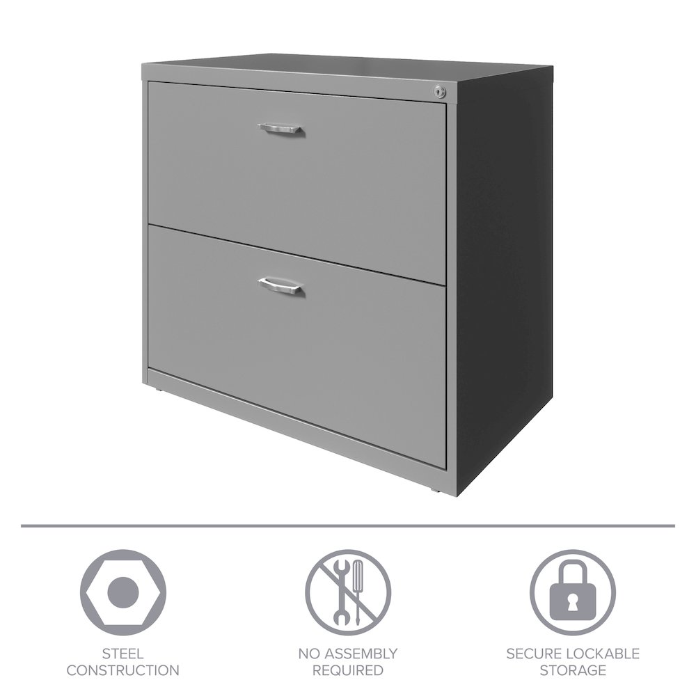 Space Solutions 30 inch Wide 2 Drawer Lateral File Cabinet Arctic Silver. Picture 15