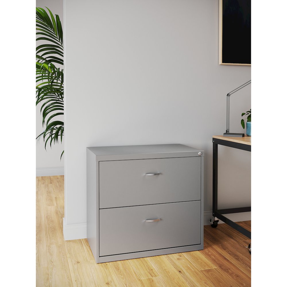 Space Solutions 30 inch Wide 2 Drawer Lateral File Cabinet Arctic Silver. Picture 17
