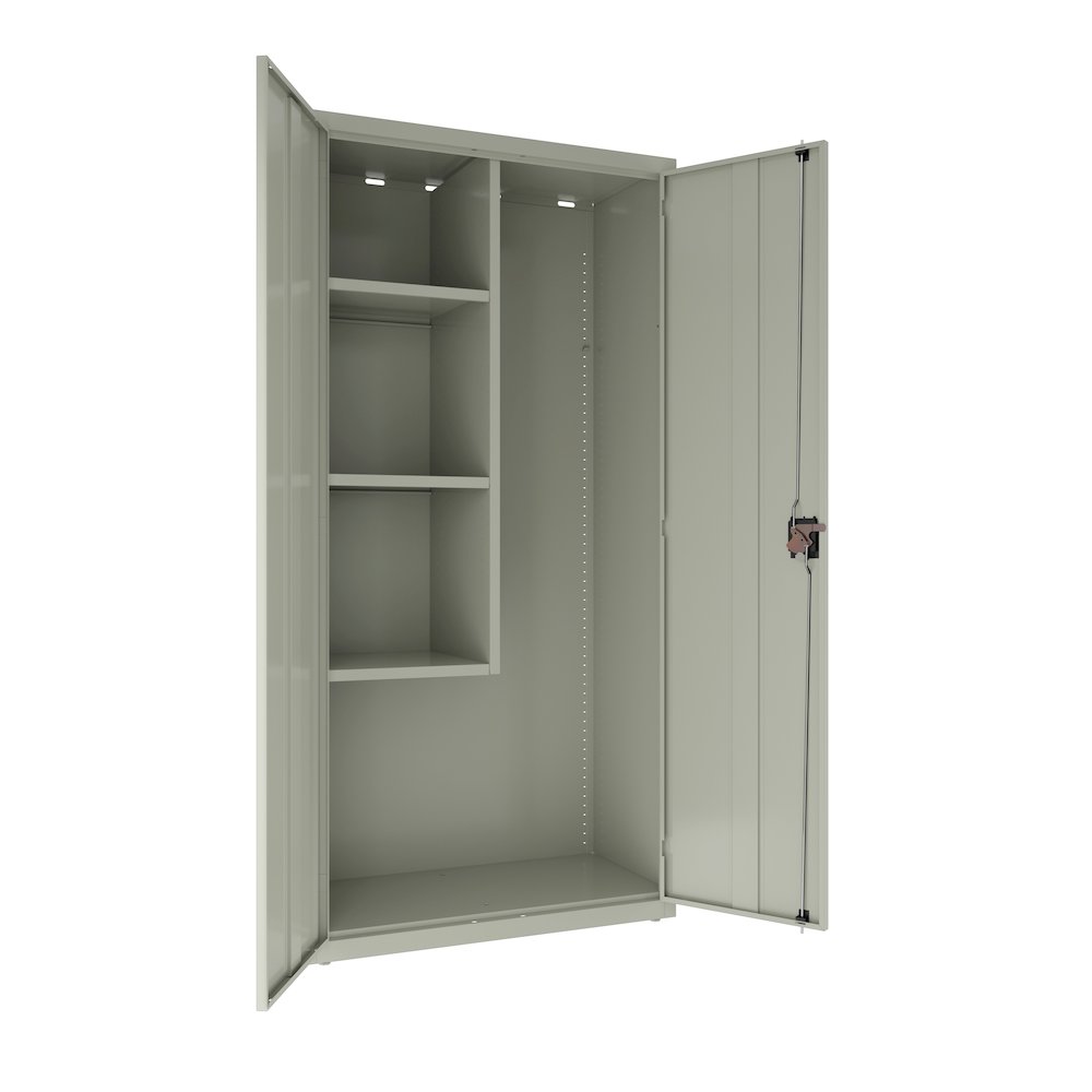 Hirsh Janitorial Cabinet, 18"D x 36"W x 72"H, Light Gray. Picture 1