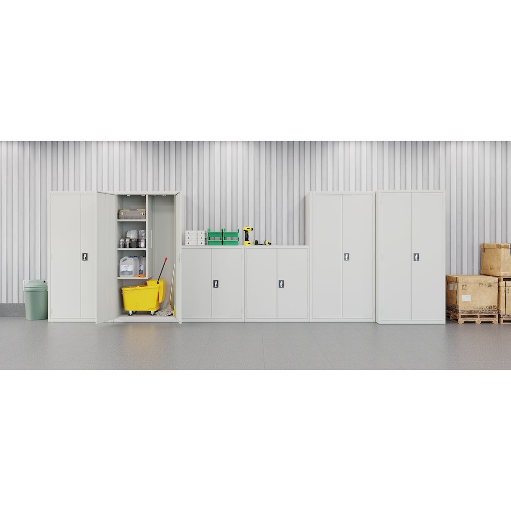 Hirsh Janitorial Cabinet, 18"D x 36"W x 72"H, Light Gray. Picture 6