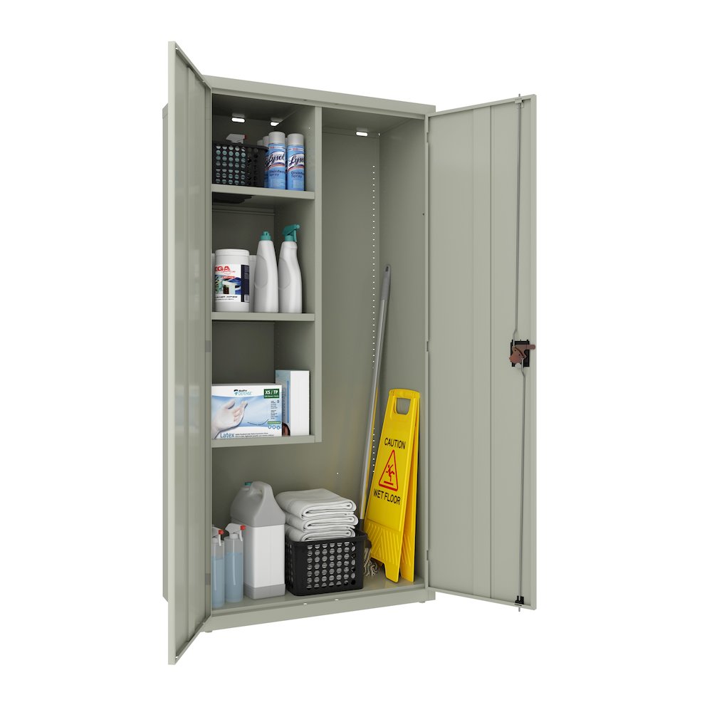 Hirsh Janitorial Cabinet, 18"D x 36"W x 72"H, Light Gray. Picture 8