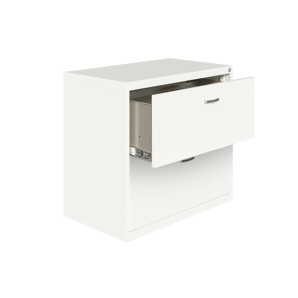 Space Solutions 30 inch Wide 2 Drawer Lateral File Cabinet White. Picture 4