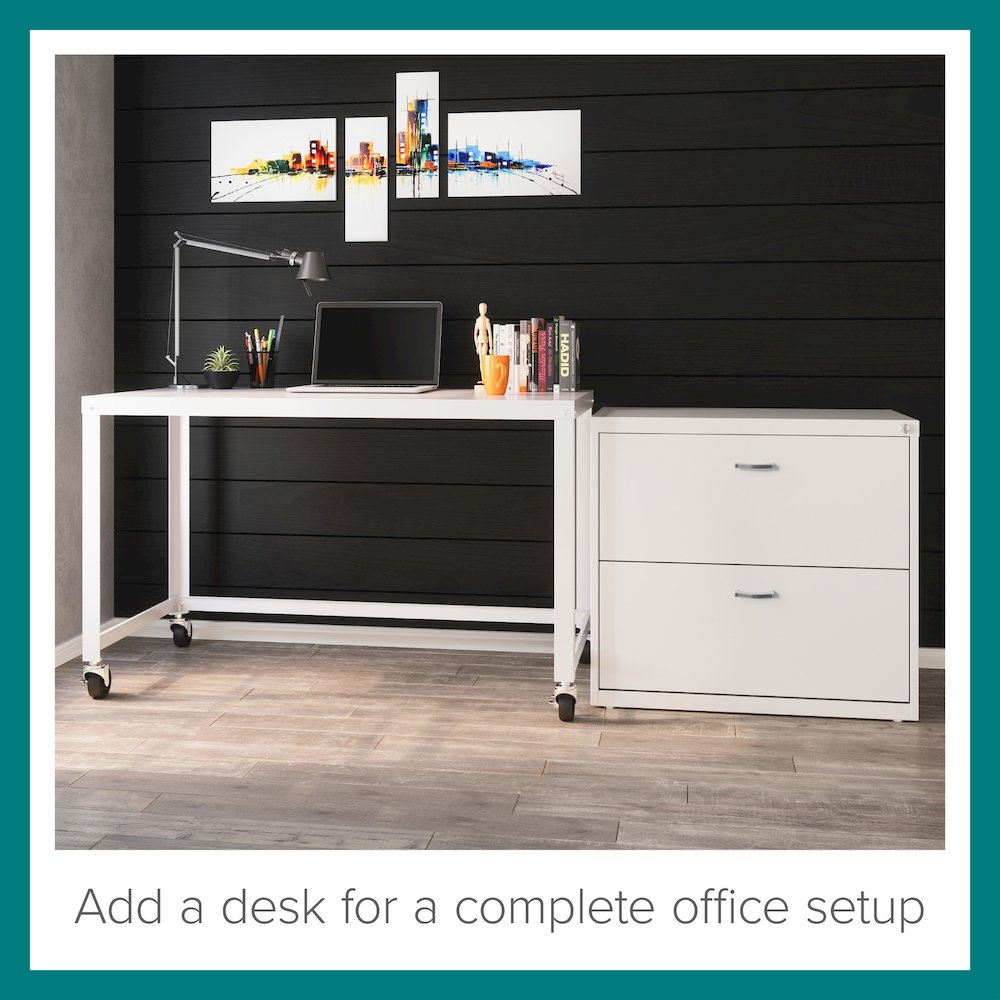 Space Solutions 30 inch Wide 2 Drawer Lateral File Cabinet White. Picture 7